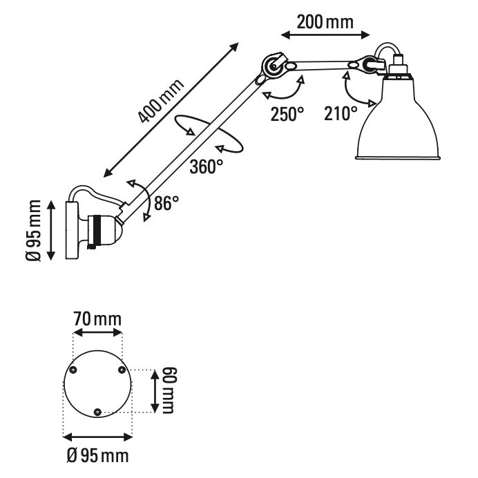 Lampe Gras N°304 L40 - Wandleuchte