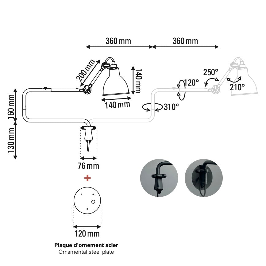 Lampe Gras N° 303 - Wandleuchte