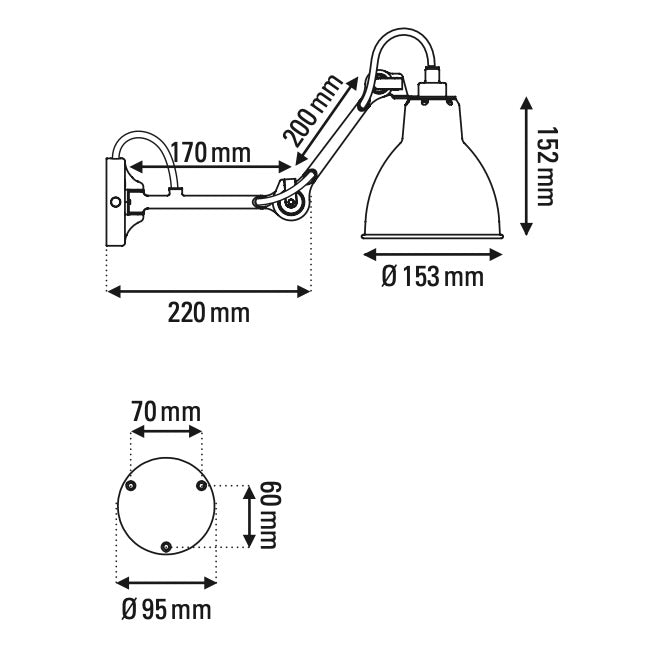 Lampe Gras N°204 - Wandleuchte