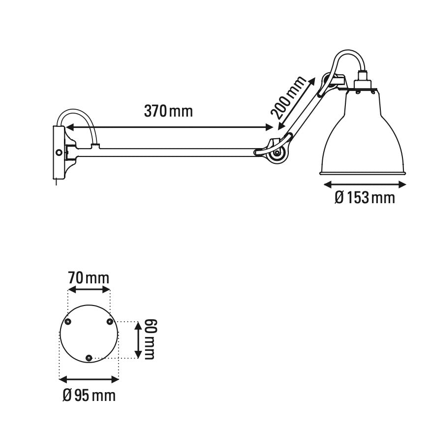 Lampe Gras N° 204 L40 - Wandleuchte