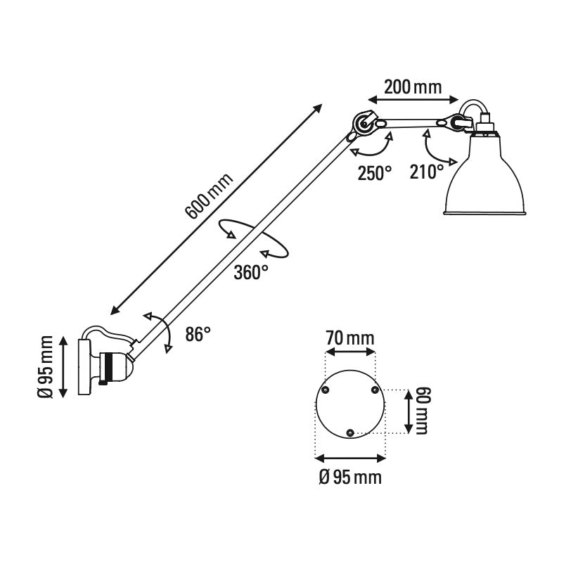 Lampe Gras N° 304 L60 - Wandleuchte